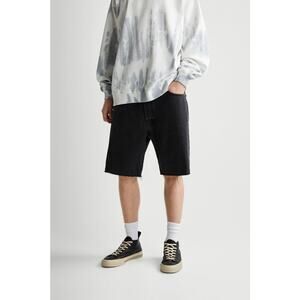 Zara Men's Black Standard Fit 10" Cut Off Classic Casual Denim Shorts 32